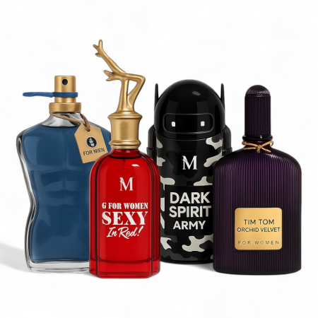 Seturi si Pachete - Set Parfumuri (2 x Dama + 2 x Barbati) G For Men Absolute + Sexy In Red + Dark Spirit Army + Tim Tom Ochid Velvet