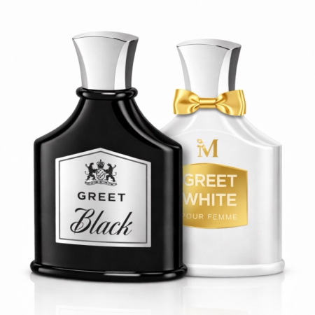 Seturi si Pachete - Set Parfumuri Bărbați și Femei Greet Black + Greet White 2 x 100 ml – Inspirate din Creed | Parfumuri Persistente Cuplu, Floral Fructat & Lemnos Aromatic – Montage Brands