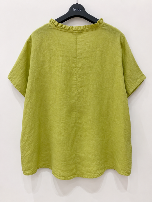 Fengo by Pretty Collection – Bluza din 100% in cu decolteu in V si volane [2]