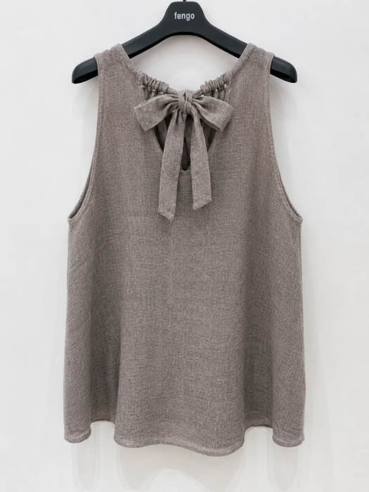 Fengo by Pretty Collection – Top din in si bumbac cu detaliu de legare la spate [2]