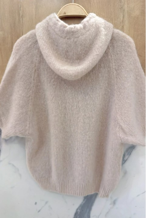 Orice - Pulover cu gluga si maneca scurta, Kid Mohair si lana, Beige [4]
