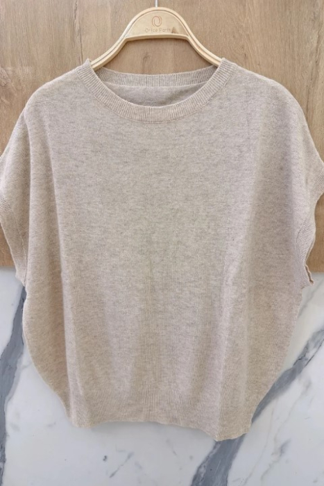 Orice - Pulover fara manaeci, cu cashmere, lana si vascoza, Beige [2]