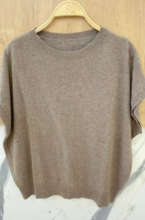 Orice - Pulover fara manaeci, cu cashmere, lana si vascoza, Taupe [2]