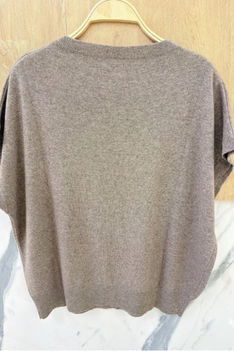 Orice - Pulover fara manaeci, cu cashmere, lana si vascoza, Taupe [4]