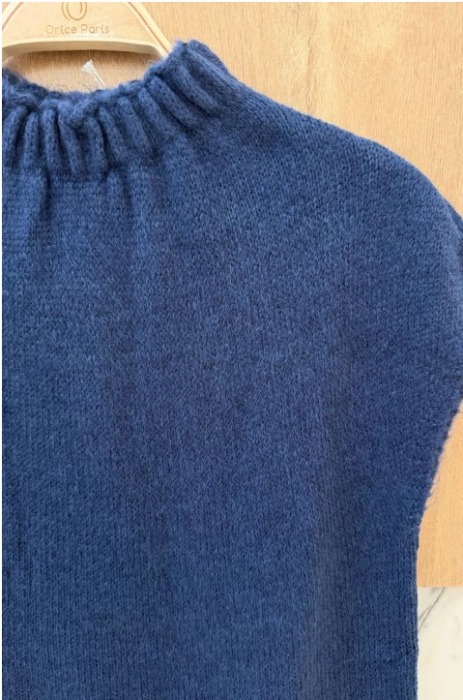 Orice - Pulover tricotat fără mâneci, lana si vascoza, Dark Blue [3]