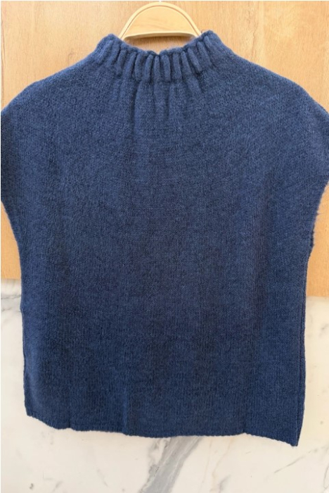 Orice - Pulover tricotat fără mâneci, lana si vascoza, Dark Blue [4]