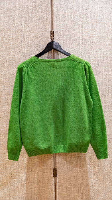 Pulover cu decolteu în V și mâneci lungi, cu textură 3D, din blend de lana, vascoza si cashmere [3]