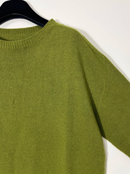 Pulover plus size din blend de lana, vascoza si cashmere, cu decolteu rotund si slituri laterale [2]