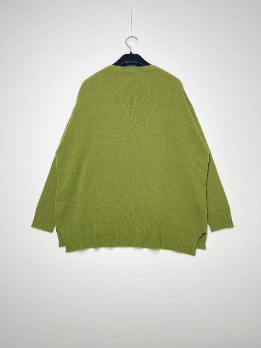 Pulover plus size din blend de lana, vascoza si cashmere, cu decolteu rotund si slituri laterale [3]