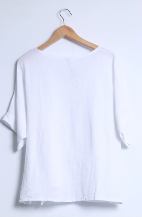 Shyloh – Bluza din in si bumbac cu nod lateral si decolteu rotund [2]