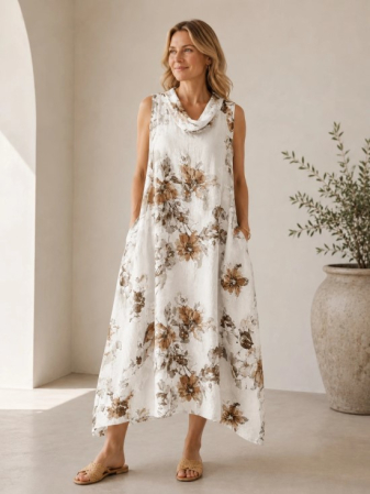 Rochii - Amy Fashion – Rochie midi din 100% in cu imprimeu floral
