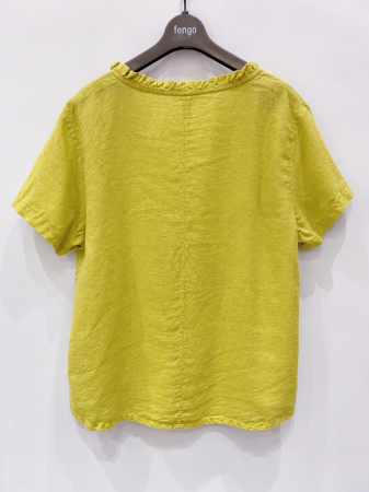 Bluza dama Fengo din 100% in cu decolteu V si volane verde [1]