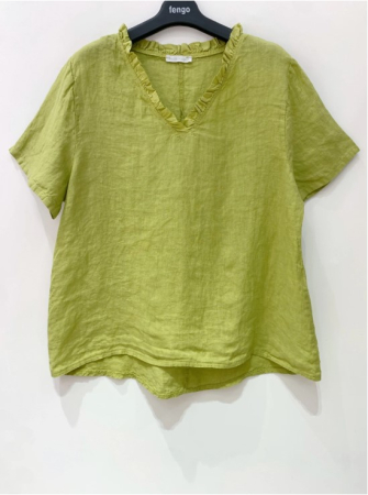 Colectie vara 2026 - Fengo by Pretty Collection – Bluza din 100% in cu decolteu in V si volane