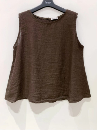 Colectie vara 2026 - Fengo by Pretty Collection – Top din 100% in cu decolteu rotund si nasturi la spate