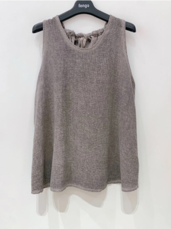 Topuri - Fengo by Pretty Collection – Top din in si bumbac cu detaliu de legare la spate