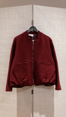 Mantouri si Geci - Jacheta bomber premium italiana, din boucle 65% lana, cu umeri lasati si fermoar frontal, stil elegant