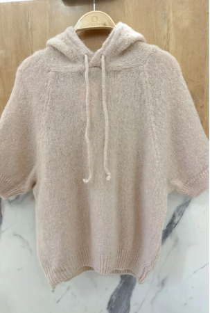 Orice - Pulover cu gluga si maneca scurta, Kid Mohair si lana, Beige [1]