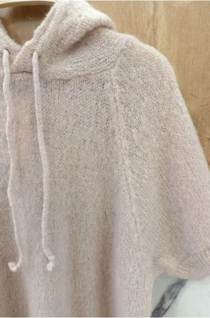 Orice - Pulover cu gluga si maneca scurta, Kid Mohair si lana, Beige [2]