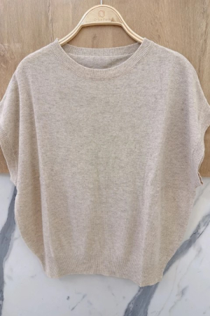 Orice - Pulover fara manaeci, cu cashmere, lana si vascoza, Beige [1]