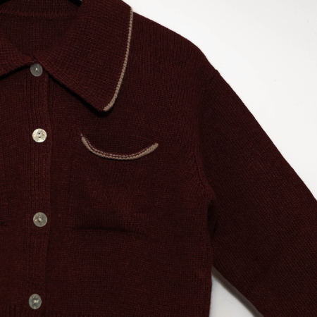 Pulover crop din blend de lana, vascoza si cashmere, cu guler polo si buzunare frontale [1]