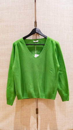 Cardigane si Pulovere - Pulover cu decolteu în V și mâneci lungi, cu textură 3D, din blend de lana, vascoza si cashmere