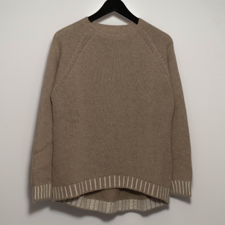 Cardigane si Pulovere - Pulover din blend de lana, vascoza si cashmere, cu detalii contrastante la mansete si tiv