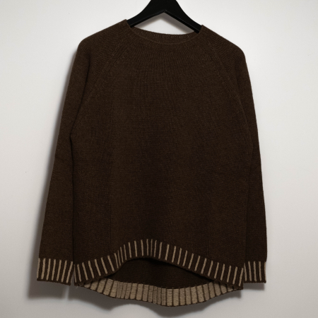 Cardigane si Pulovere - Pulover din blend de lana, vascoza si cashmere, cu detalii contrastante la mansete si tiv