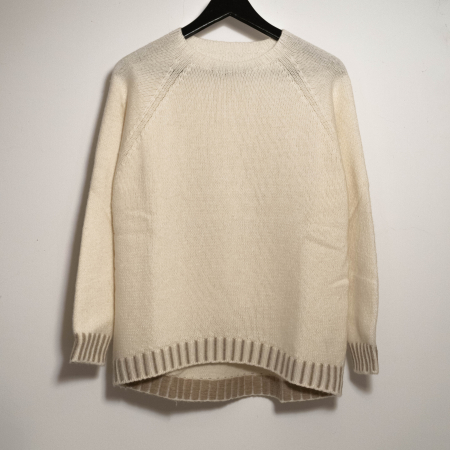 Cardigane si Pulovere - Pulover din blend de lana, vascoza si cashmere, cu detalii contrastante la mansete si tiv