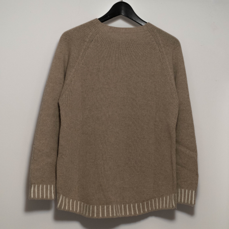 Pulover din blend de lana, vascoza si cashmere, cu detalii contrastante la mansete si tiv [2]