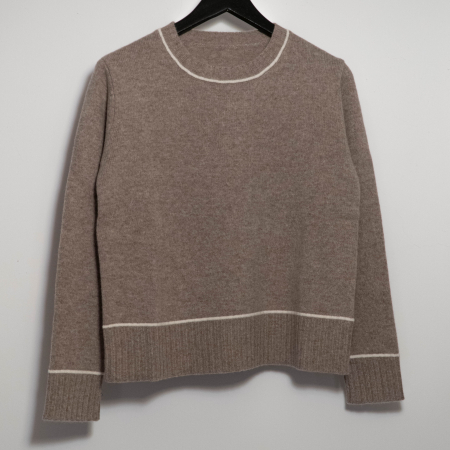 Cardigane si Pulovere - Pulover din lana 100% cu dungi contrastante