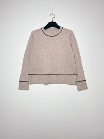 Cardigane si Pulovere - Pulover din lana 100% cu dungi contrastante