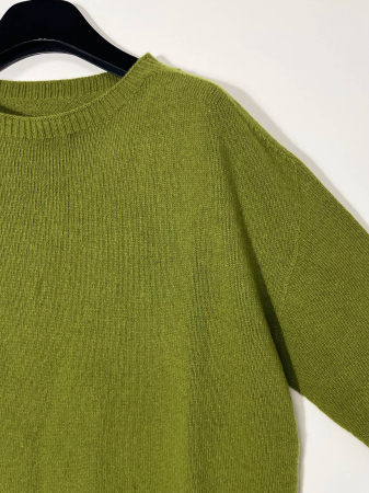 Pulover plus size din blend de lana, vascoza si cashmere, cu decolteu rotund si slituri laterale [1]