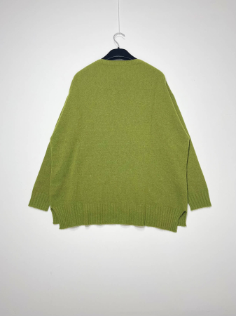 Pulover plus size din blend de lana, vascoza si cashmere, cu decolteu rotund si slituri laterale [2]