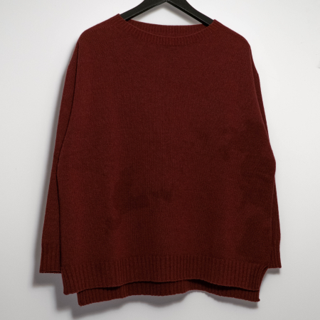 Smart Deals - Imperfecte - Pulover plus size din blend de lana, vascoza si cashmere, cu decolteu rotund si slituri laterale