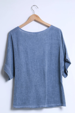 Shyloh – Bluza din in si bumbac cu nod lateral si decolteu rotund [1]