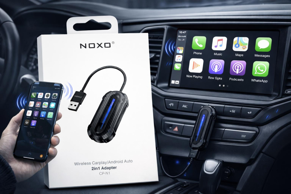 Adaptor Wireless CarPlay si Android Auto NOXO CP-N1, Wireless CarPlay Adapter USB pentru Masina, Android Auto Wireless [2]