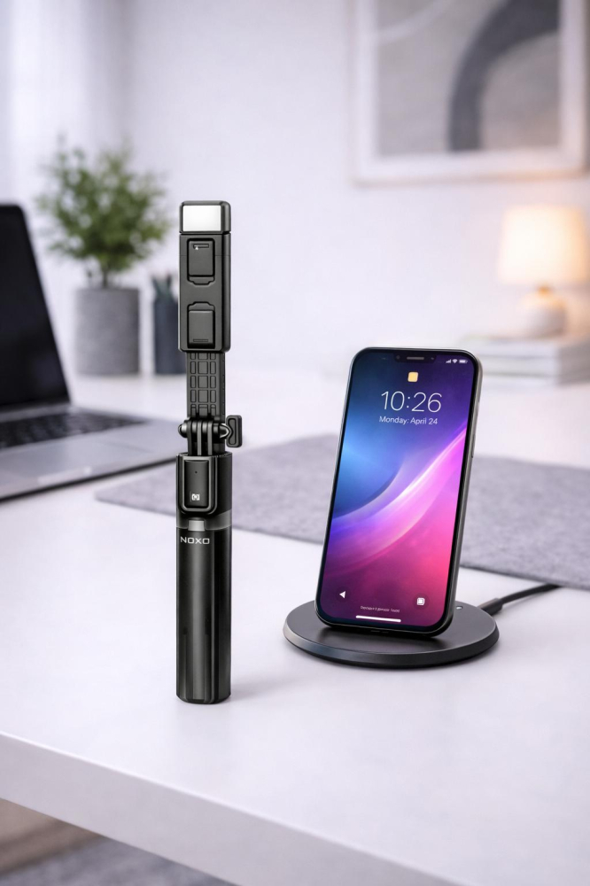 Selfie Stick cu Tripod si Lumina LED NOXO SS-N1 Rotatie 360 Bluetooth [2]