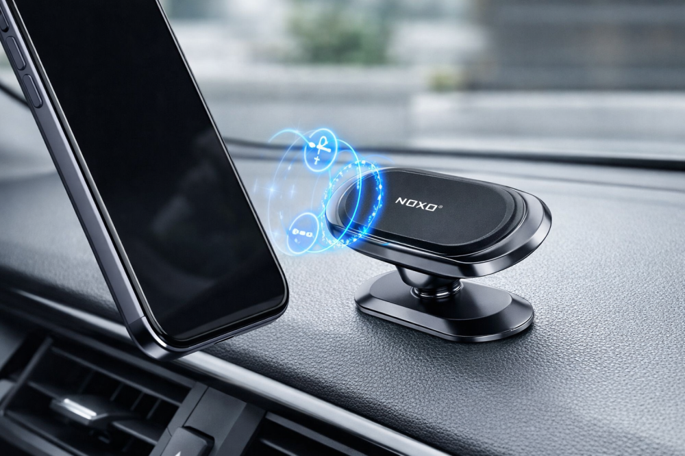 Suport Auto Magnetic Telefon NOXO HDN-1, Rotatie 360°, Montare Bord, Design Slim, Include 2 Inele Metalice [3]