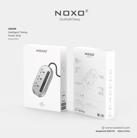 Prelungitor Inteligent NOXO PSN-1 2500W Timer 24 Ore 3 Prize Universale 3 USB-A USB-C Ignifug [2]