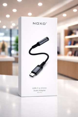 Cabluri AUX Audio - Adaptor Audio USB-C la Jack 3.5mm NOXO JACK-N-2, Cablu Impletit, Conector Metalic, Compatibil Casti si Telefon USB-C