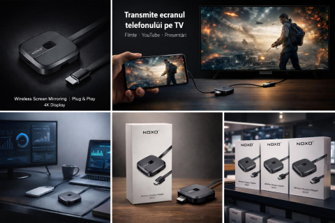 Adaptoare Wireless Display HDMI - Wireless Display Adapter HDMI NOXO DG-N1 Screen Mirroring 1080P Miracast AirPlay DLNA pentru Telefon Laptop TV