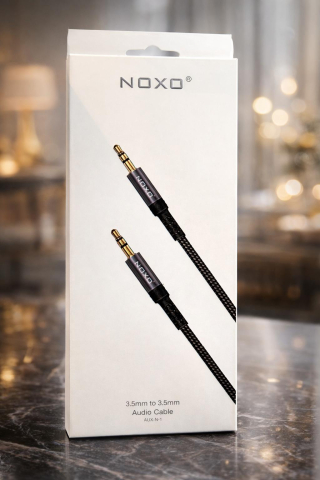 Cabluri AUX Audio - Cablu Audio AUX NOXO AUX-N-1 3.5mm la 3.5mm, 1.5m, Cablu Impletit cu Conectori Metalici