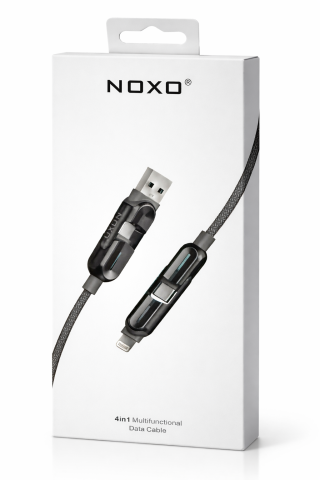 Cabluri de incarcare rapida - NOXO CN-12 Cablu 4 in 1 60W 1.2m USB-C si Lightning