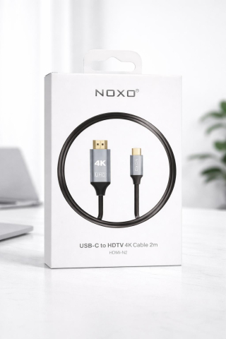 Cabluri HDMI - Cablu USB-C la HDMI 4K NOXO HDMI-N2, 2m, Ultra HD 3840×2160, Compatibil Laptop, Telefon, Monitor, TV, Proiector