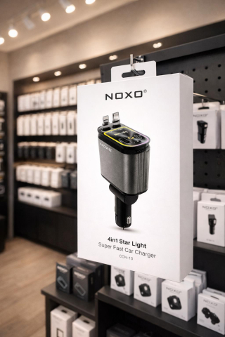 Incarcatoare auto - Incarcator Auto Rapid NOXO CCN-10 66W, 4 in 1 cu Cablu USB-C si Lightning Retractabil, USB-C + USB-A Car Charger pentru iPhone, Samsung, Xiaomi