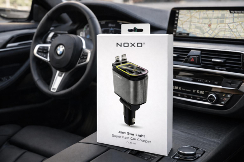 Incarcator Auto Rapid NOXO CCN-10 66W, 4 in 1 cu Cablu USB-C si Lightning Retractabil, USB-C + USB-A Car Charger pentru iPhone, Samsung, Xiaomi [2]
