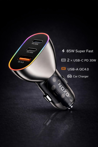 Incarcatoare auto - Incarcator Auto Rapid NOXO CCN-4 85W, 2x USB-C PD 30W + USB QC4.0, RGB Car Charger pentru Telefon si Tableta