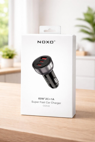 Incarcatoare auto - Incarcator Auto Rapid NOXO CCN-8 60W, 2x USB-C PD 30W + USB-A Fast Charge, Car Charger 3 Porturi pentru iPhone, Samsung, Xiaomi