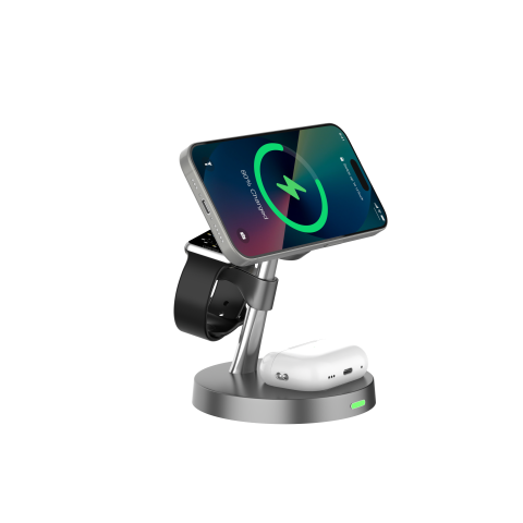 Statie Incarcare Wireless Magnetica 5 in 1 NOXO WCHN-2 15W MagSafe cu Veioza LED [3]