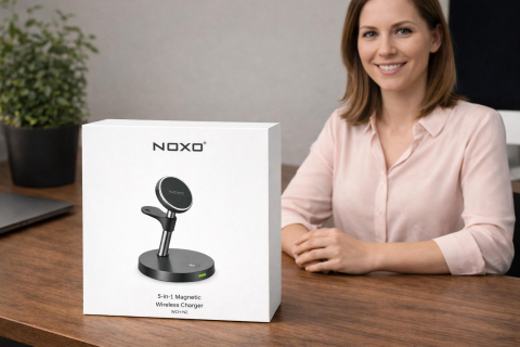 Statie Incarcare Wireless Magnetica 5 in 1 NOXO WCHN-2 15W MagSafe cu Veioza LED [1]